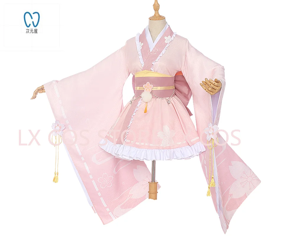 

Anime Uraraka Ochako Cosplay Costume Lovely Pink Kimono Uniform Litte Hero Anime Costumes Clothes Outfits