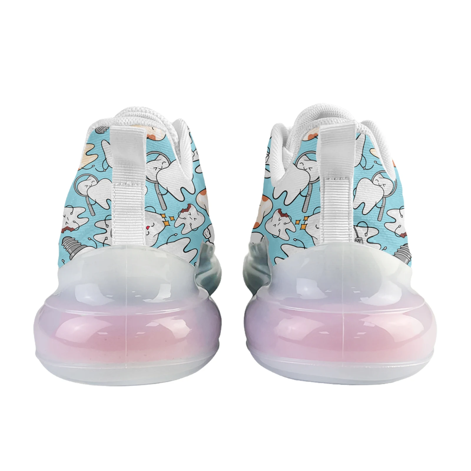 Lovely Dentist Cartoon Nurse Printed Air Cushion Shoes Mesh Breathable Outdoor Sport Sneakers Ainbow Gradient Color Thick Shoes