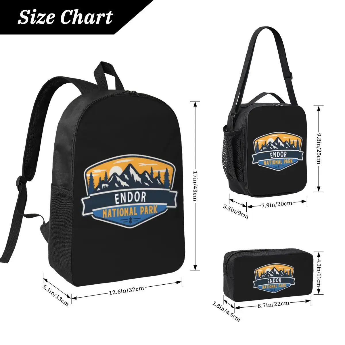 Endor National Park Backpack Student Boys Girls BookBag School Bag Laptop Shoulder Bags 3ps Insulated Lunch Bag Pencil Case