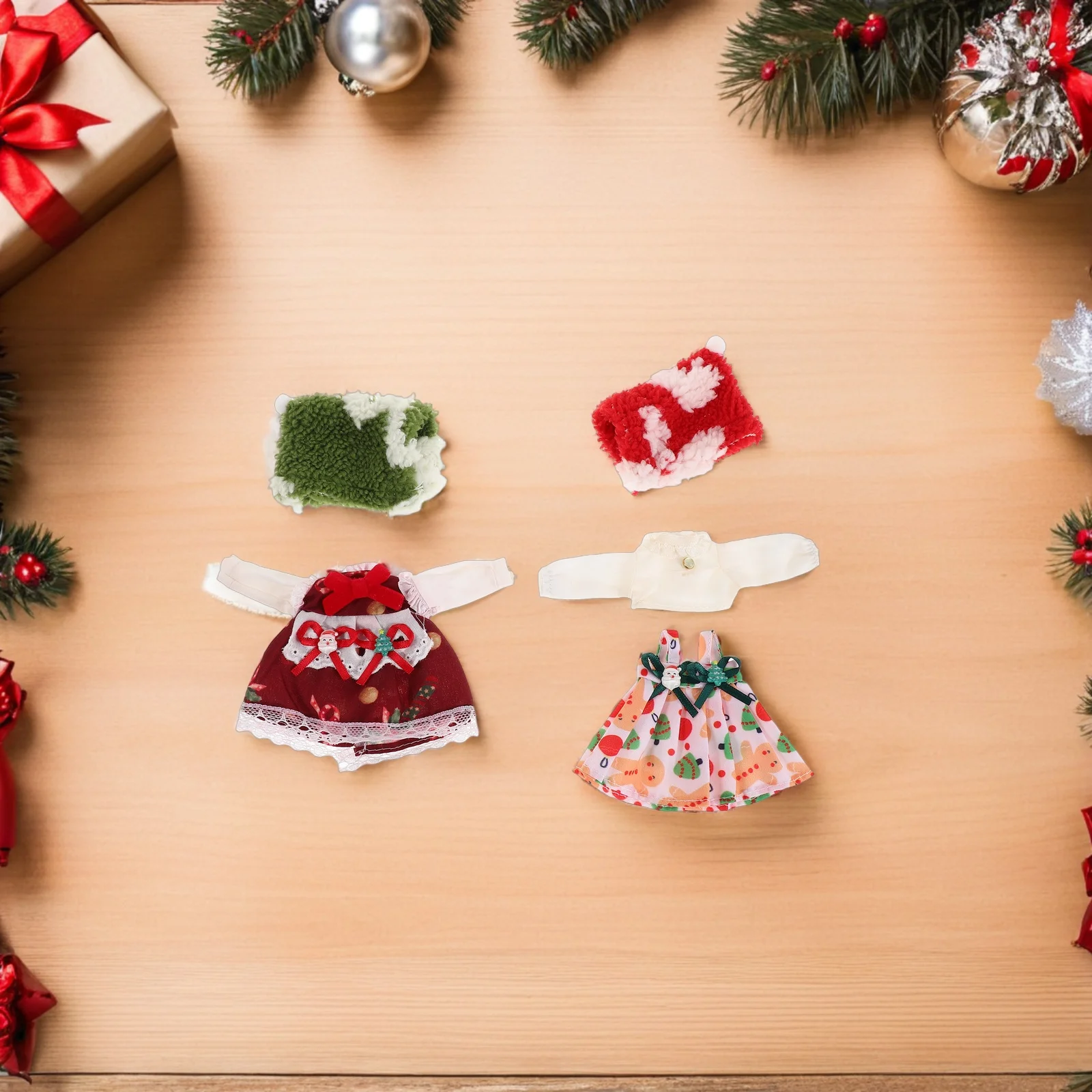 2Set Kerst Bjd Kleding Rood Groen Kerstman Outfit Gebreide Mini Vakantie Garderobe Kostuum Accessoires Bjd Kleding