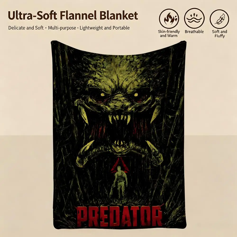 movie P-Predator-r Throw Warm Soft Flannel Blanket, Multi-use for Sofa Bed Camping Travel Nap