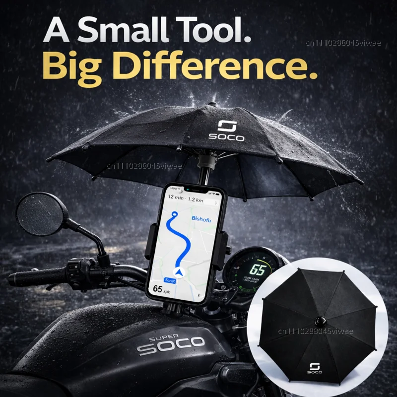 

For Super Soco Motorcycle Phone Umbrella Holder Waterproof Sunshade Anti Glare Rainproof Handlebar GPS Mount