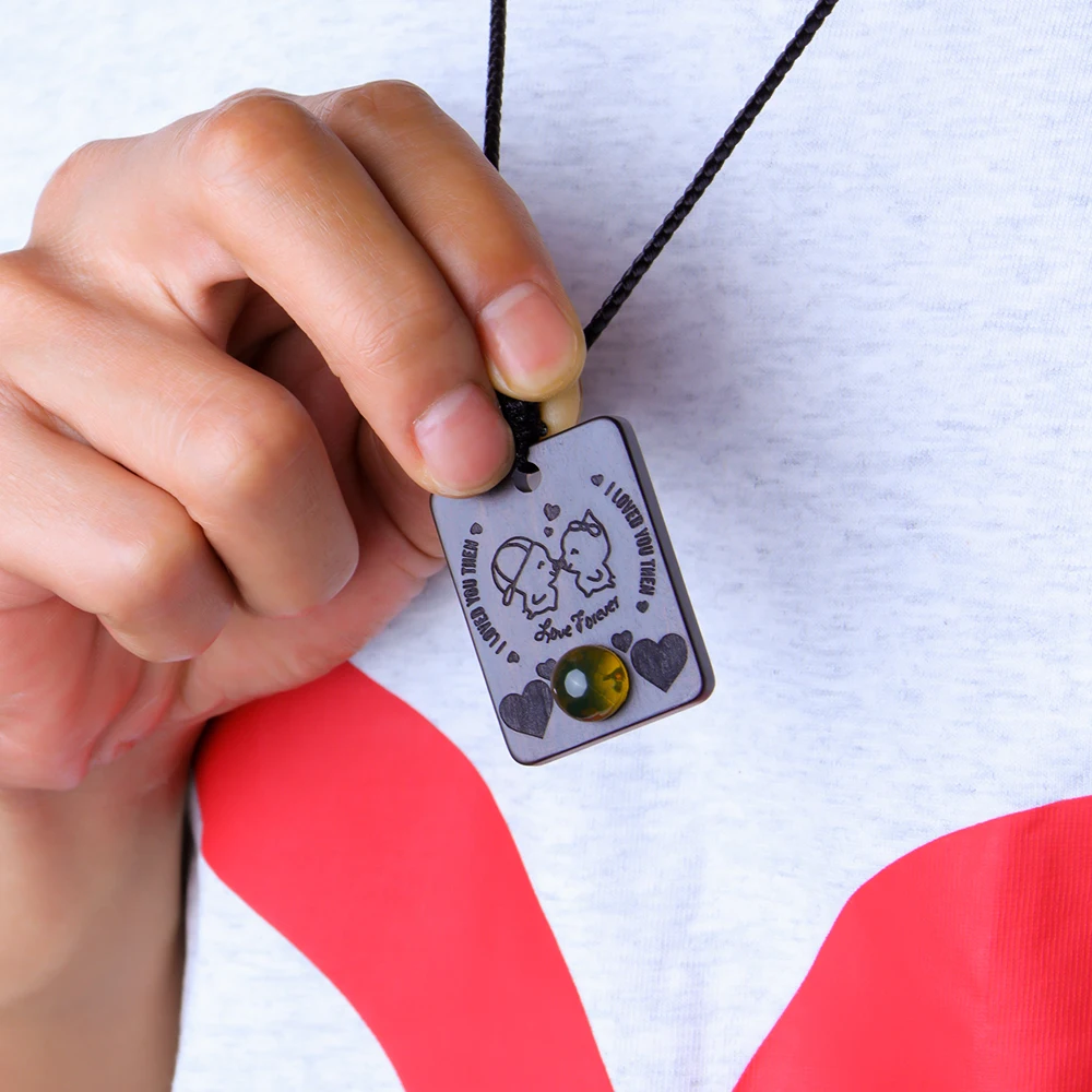 Etiqueta cuadrada de sándalo Xq azul y ámbar: graba tu leyenda y darlo al su amor eterno como regalo sagrado y romántico