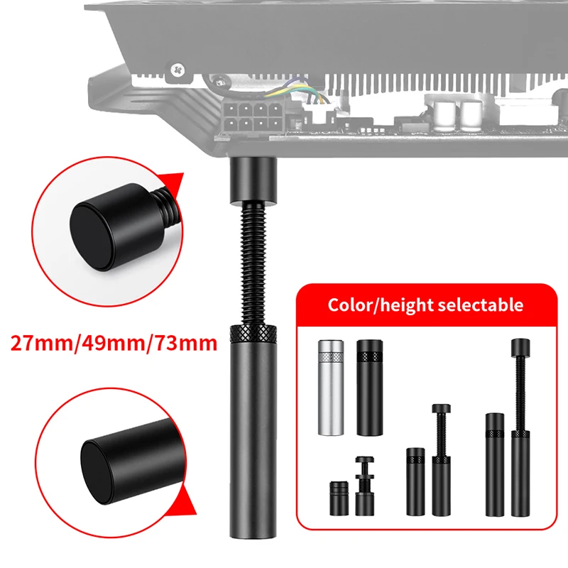 

Держатель графического процессора для видеокарты Регулируемый телескопический поворотный винт Поддержка алюминиевого сплава Вертикальный кронштейн для графического процессора Видеокарта с защитой от изгиба