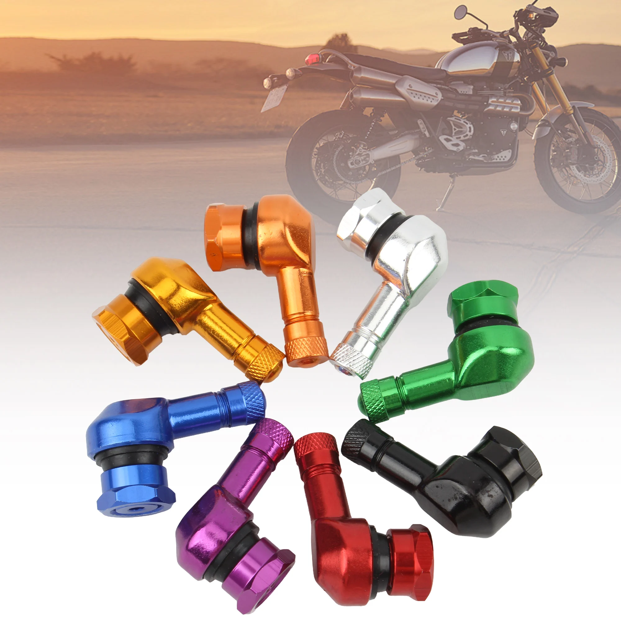 

90° Motorcycle Tire Valve Stem CNC Aluminum Alloy Tubeless Valve Stem Dirt Bike Scooter Universal Wheel Tire Valve Caps Parts