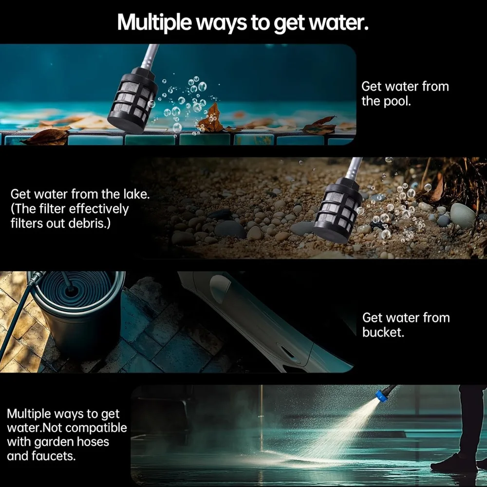 Lavadora de pressão sem fio 1200PSI com 2 baterias recarregáveis, bico 6 em 1 para ferramentas de limpeza de jardim de carro