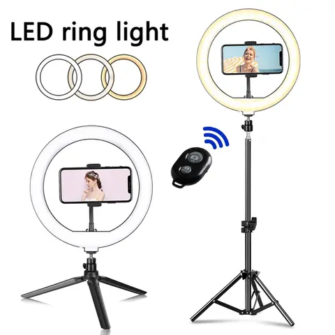 LED Selfie Ring Light 8-50 ซม.ขาตั้งกล้อง,การถ่ายภาพเติมแสงโคมไฟ LED Ringlight สําหรับการบันทึกวิดีโอ Live Broadcast