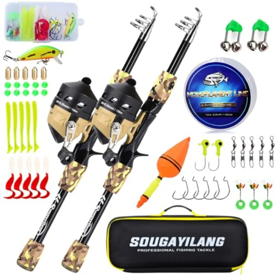 

Fishing Rod and Reel Combo, Light Weight Fishing Pole with Spincast Fishing Reel Tackle Bag Lures for Youth, Girls and Boys Goo