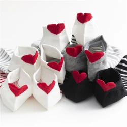 Chic Cute 3D Red Love Heart Heel Striped Short Ankle Socks Funny Girls' Happy Fresh Fashion Summer Literary Sokken Dropship