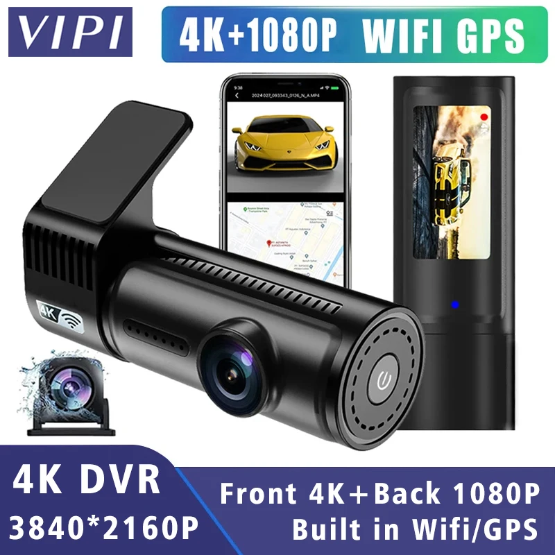 

4K 2160P Car DVR Camera Mini Dash Cam Support WIFI GPS Dual Lens Dashcam Registrar Black Box Video Drive Recorder Night Vision