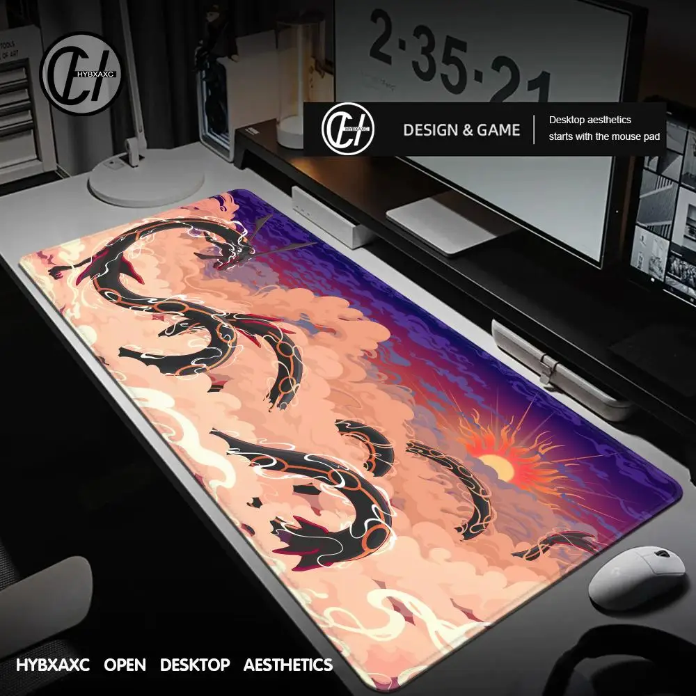 

Green Dragon Clouds Mouse Pad XXL PC Japan Anime R-rayquaza Mousepad Laptop P-pokemons Gamer Cabinet Keyboard Rug Cool Desk Mat
