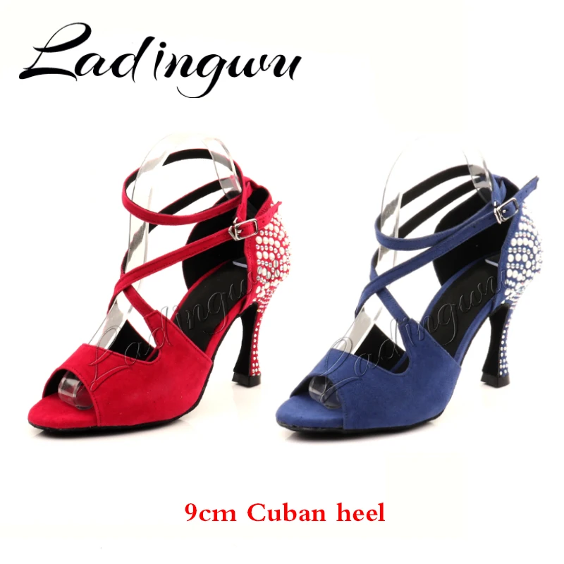 Ladingwu Pearl Dance Shoes Women Tango Salsa Latin Dance Shoes Ballroom Dance Heels Soft Sole Women Sandals Ladies Wedding Shoes