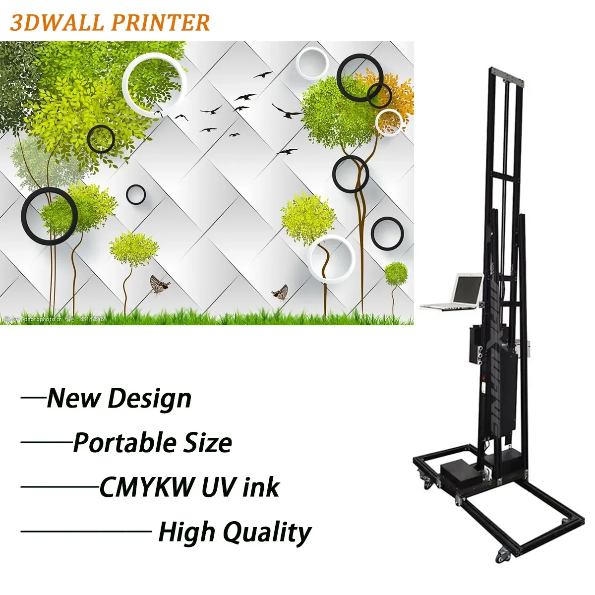 Wall Printing Machine Portable High Resolution 3D Wide Format Home Decals Printer Vertical Wall Paint Printer