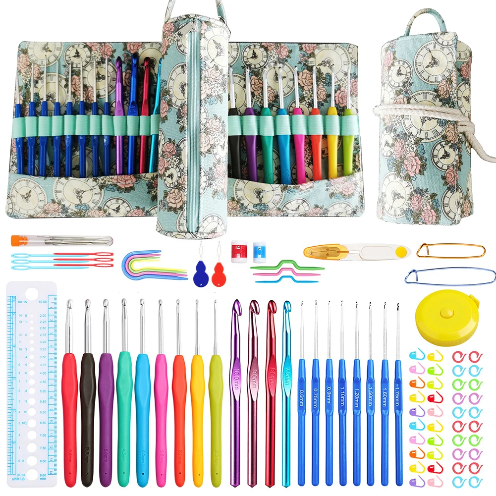 DIY Crochet Hooks Set with Storage Bag and Crochet Needle Accessories 2mm To 6mm Hooks Yarn Hooks Crochet Set Knitting Yarn Set