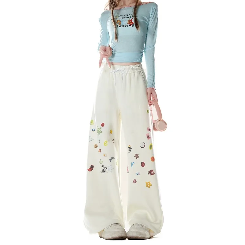New Cartoon 3D Printed Straight Leg Pants, Loose and Casual, Versatile, Quick Drying Pants, Trendy