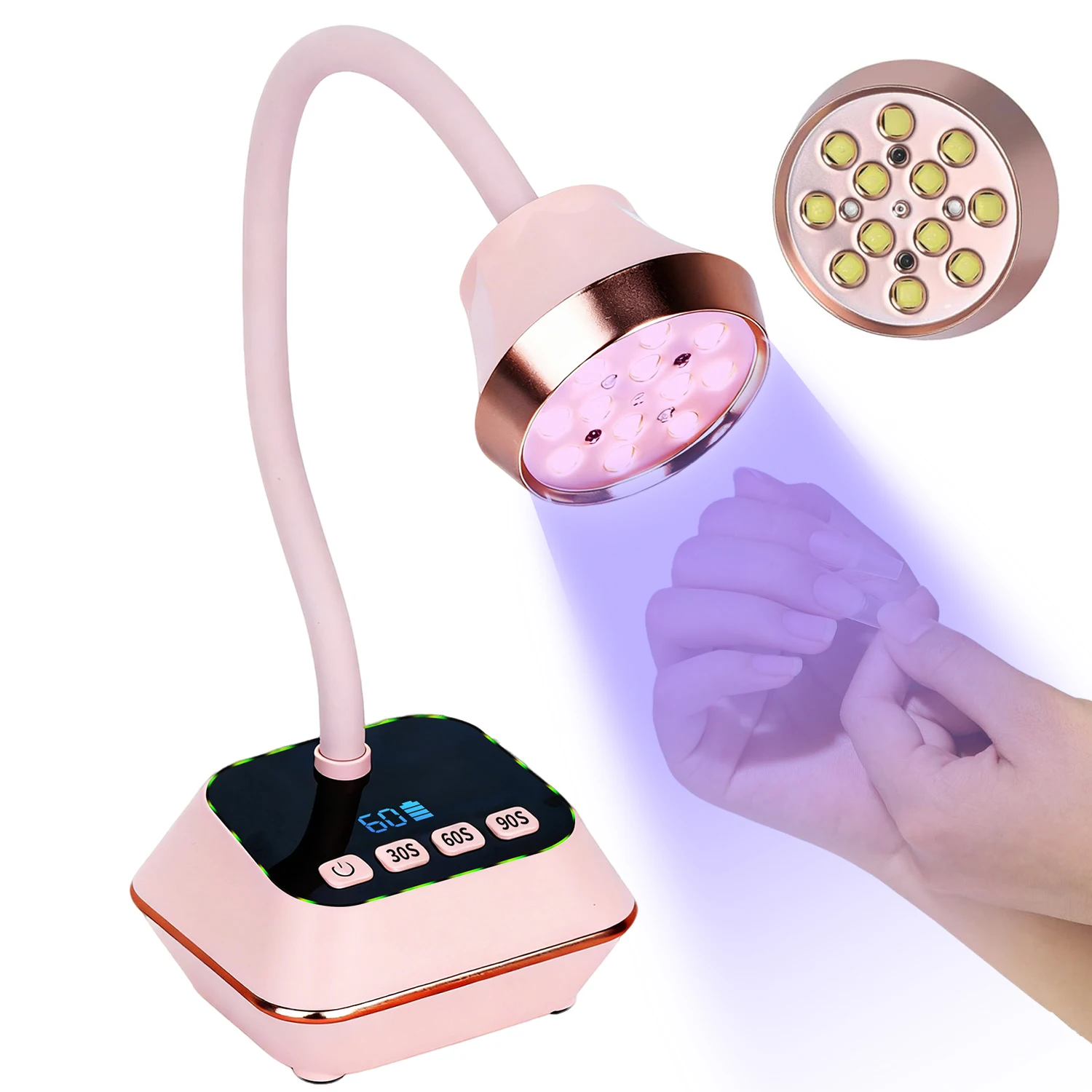 

Беспроводная сушилка для ногтей с 12 светодиодами, 3 режимами таймера, ЖК-дисплеем, аккумулятором 1500 мАч, портативная лампа для быстрой сушки гель-лака