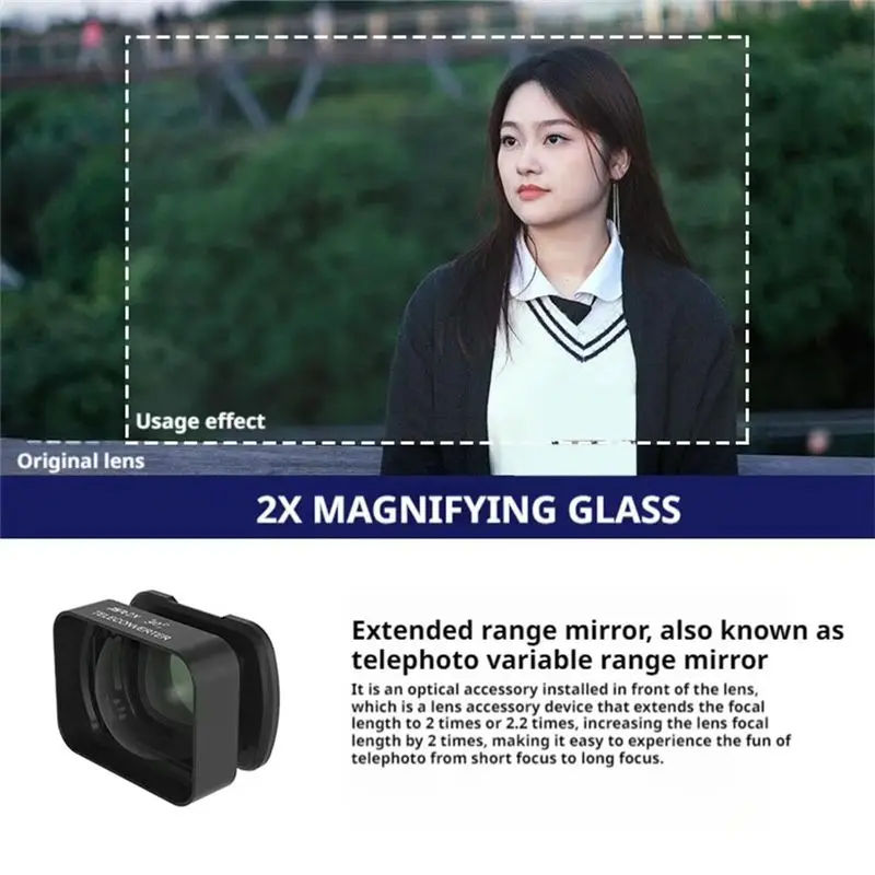 【B63C】 Magnetic Macro Lens 2x Teleconverter for 3 Camera Multiplier Macro Lens Handheld Gimbal Lens Accessories