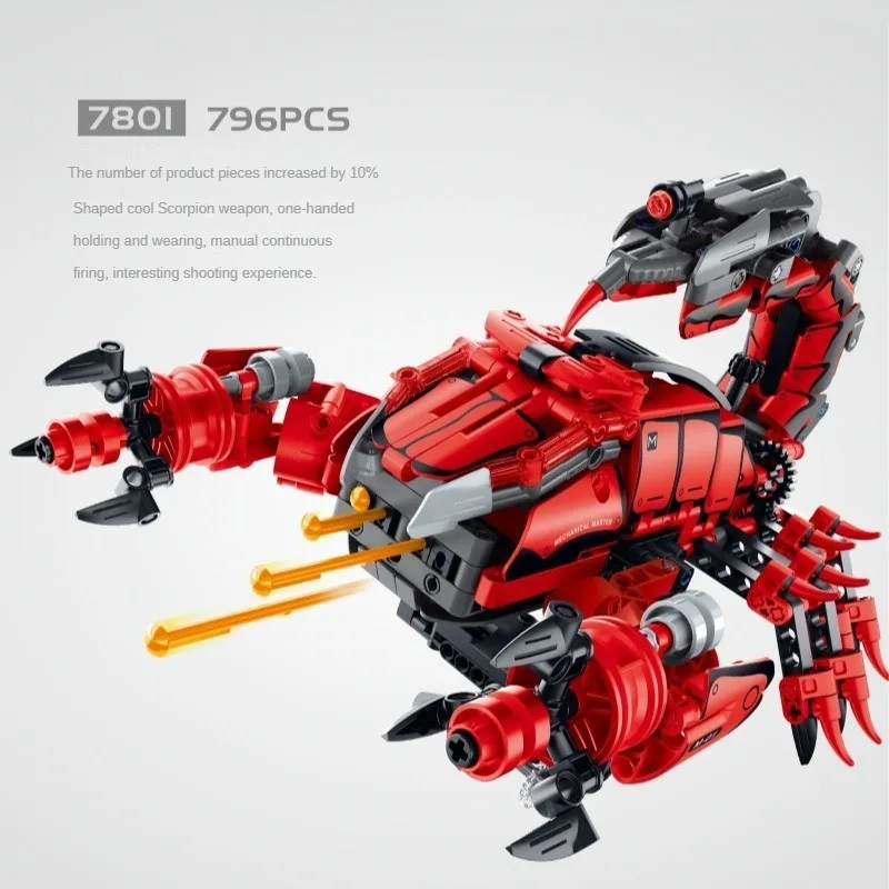 7801 796PCS Scorpion Assembly Building Blocks Wrist Wear Continuous Launcher Children's and Boys' Building Blocks Toys