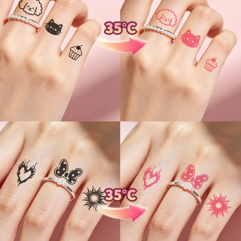 Small Fresh Pattern Temperature-Activated Temporary Tattoos, Long-Lasting Waterproof，Color Changes with Heat,For Chest, Leg