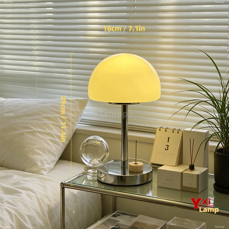 Cream Glass Table Lamp the same style used by Korean ins bloggers vintage Bauhaus ambient light for study bedroom and bedside