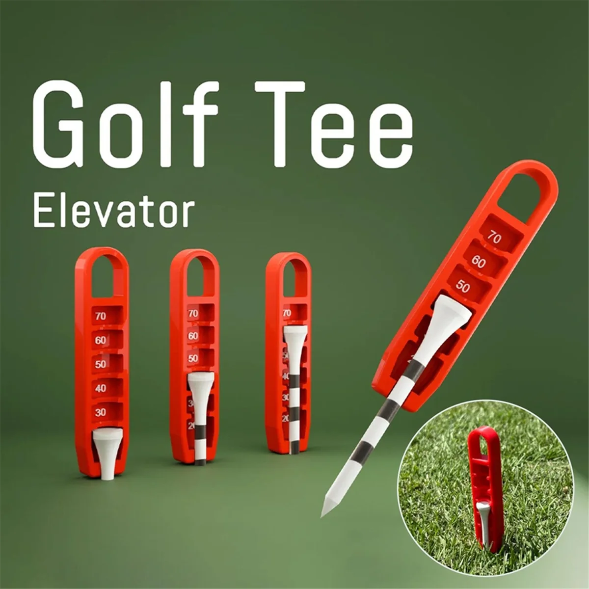 XMLX Golf Tee Height Gauge Elevator 3D Printed for Tees Portable Adjuster Precise Placement 20-70mm Measurement Tool Gift