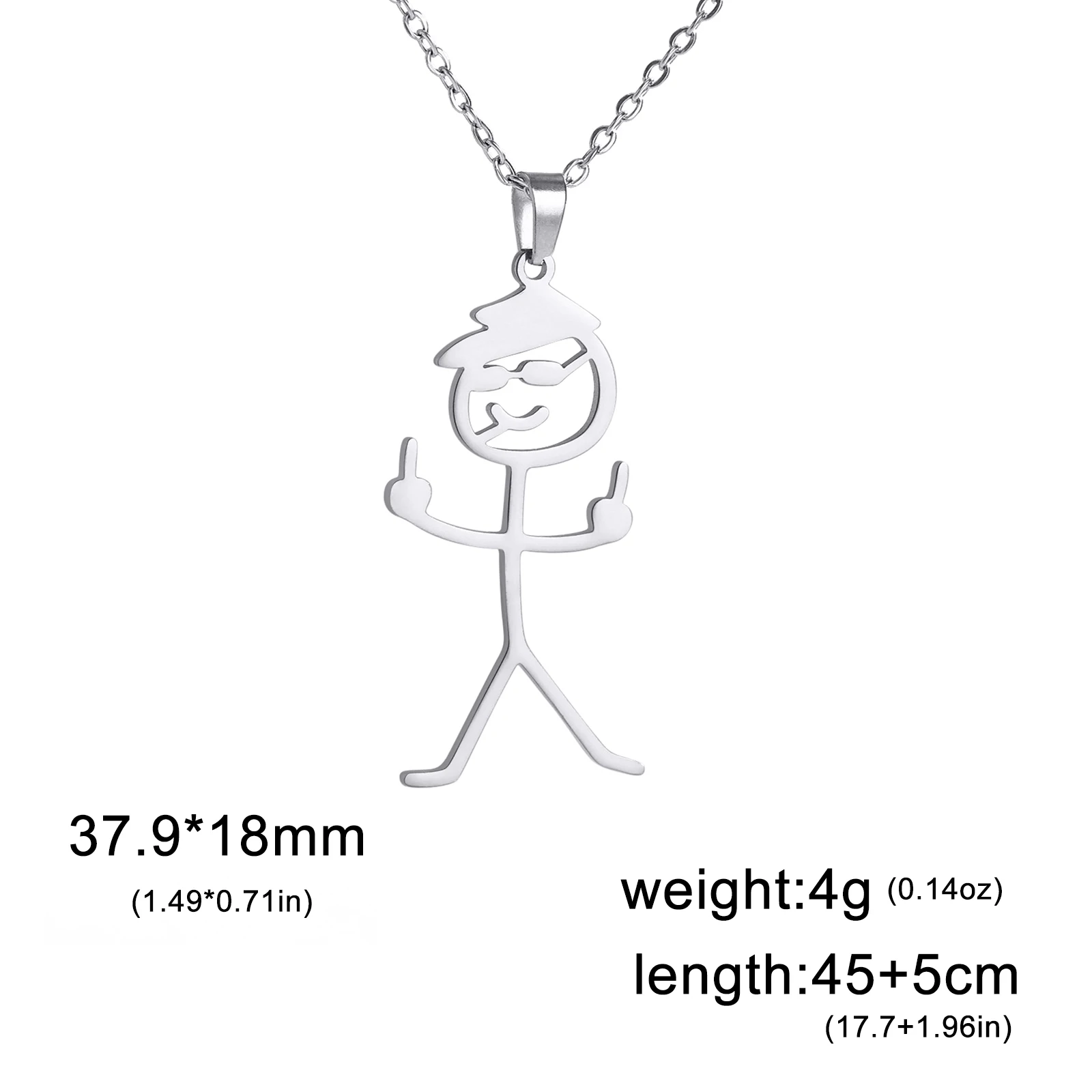 Teamer Hip Hop Mittelfinger Stickman Halskette Rock Punk Lustige Doodle Anhänger Halskette für Frauen Männer Trend Schmuck Geschenk – Detail 20