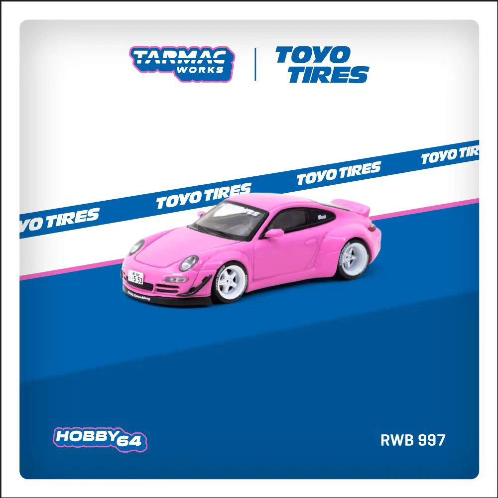 TW In Stock 1:64 RWB 997 Pink Diecast Diorama Car Model Collection Miniature Toys Tarmac Works