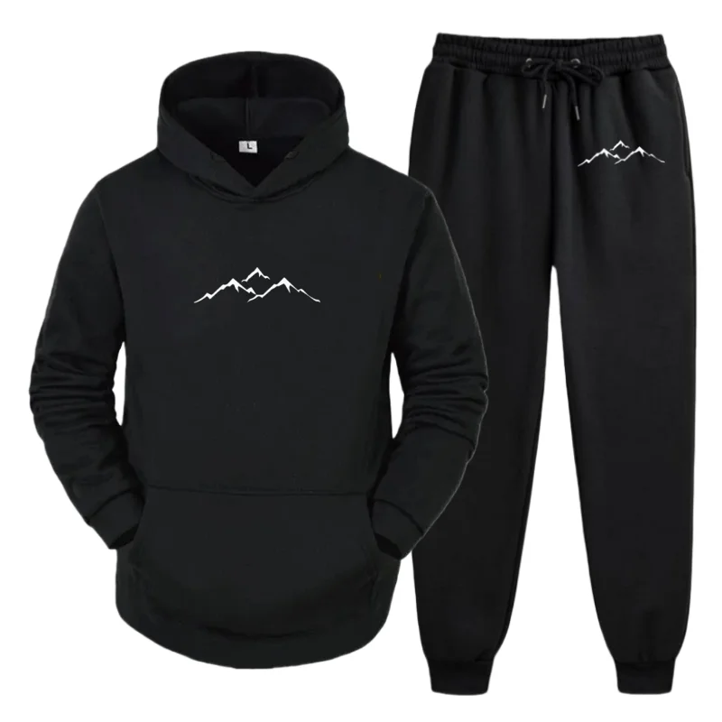

Men's Cotton Suit-Hoodie + Sweatpants Set of 2 Autumn and Winter Warm with Pocket Daily Jogging Casual Street Fashion