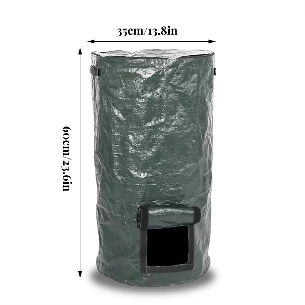 Garden Compost Waste Collection Bag Portable Ferment Container Storage Bin with Viewing Window Gardening Supplies