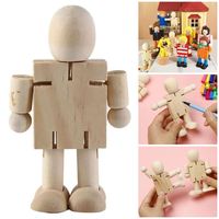 1/3Pcs Photography Prop Wooden Robot Doll Jointed Ornament DIY Handicraft Figure Toy Paint Drawing Craft White Blank