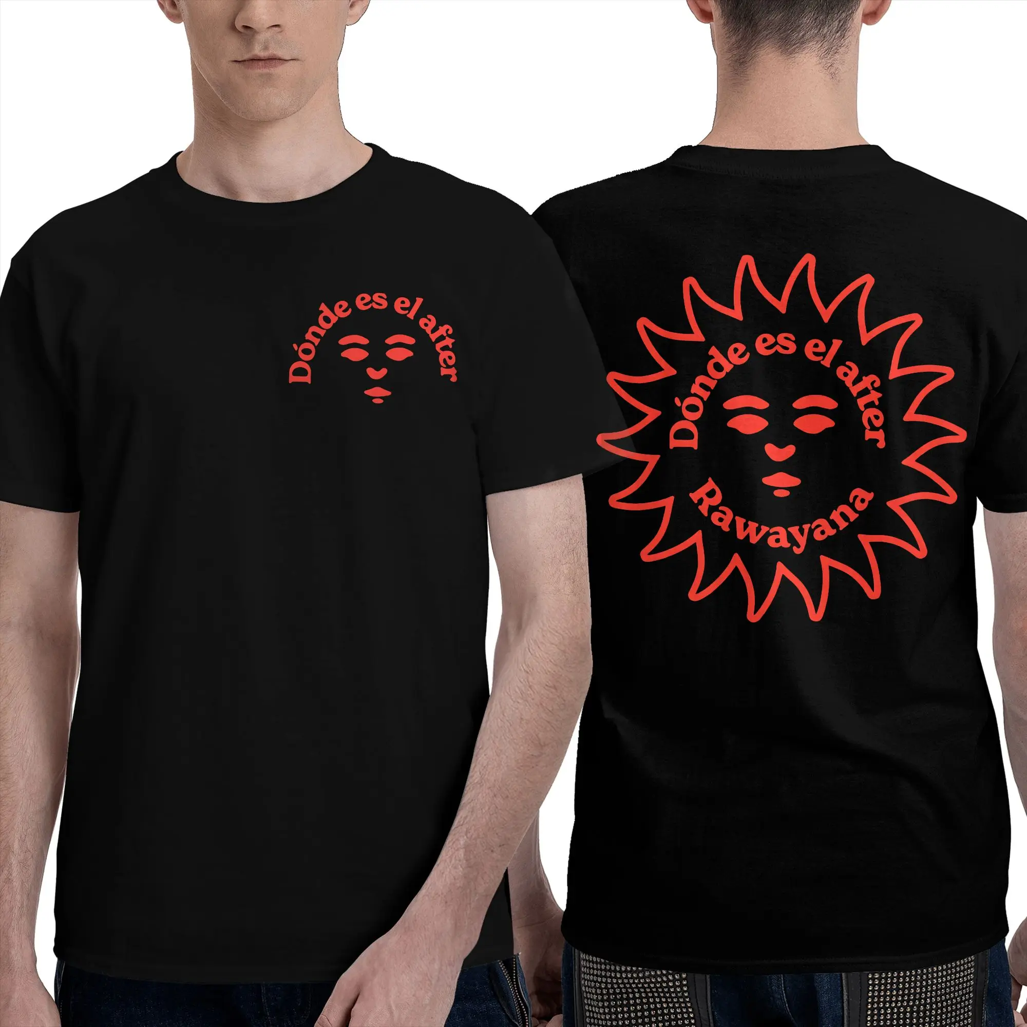 Rawayana Donde Es El After Music T-Shirt Men's  Y2K Basic Cotton T Shirts Summer O Neck Fashion Tee Shirt Oversized Clothing