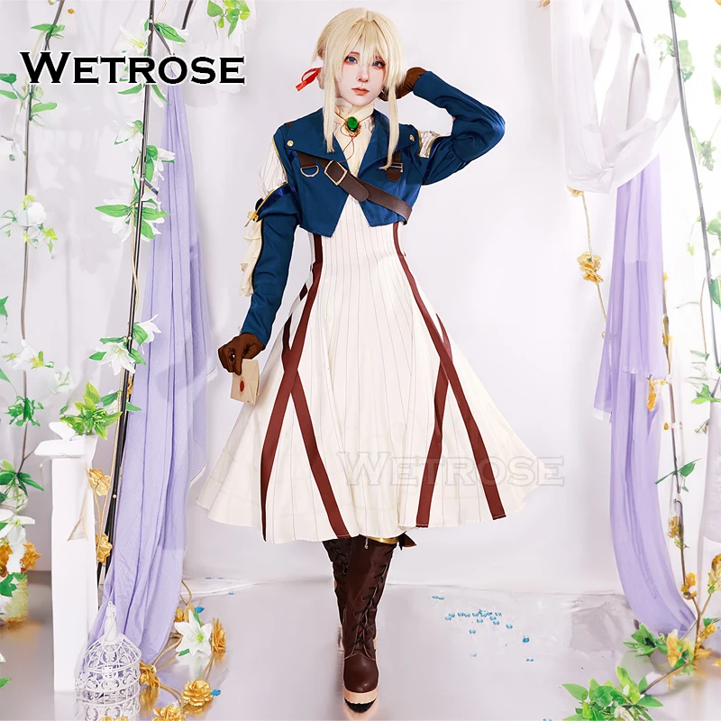 البنفسجي Evergarden SSR تأثيري زي ، مجموعة أنيمي هالوين مع شعر مستعار ، خادمة جندي Leidenschaftlich اللباس البكر ، البنفسجي