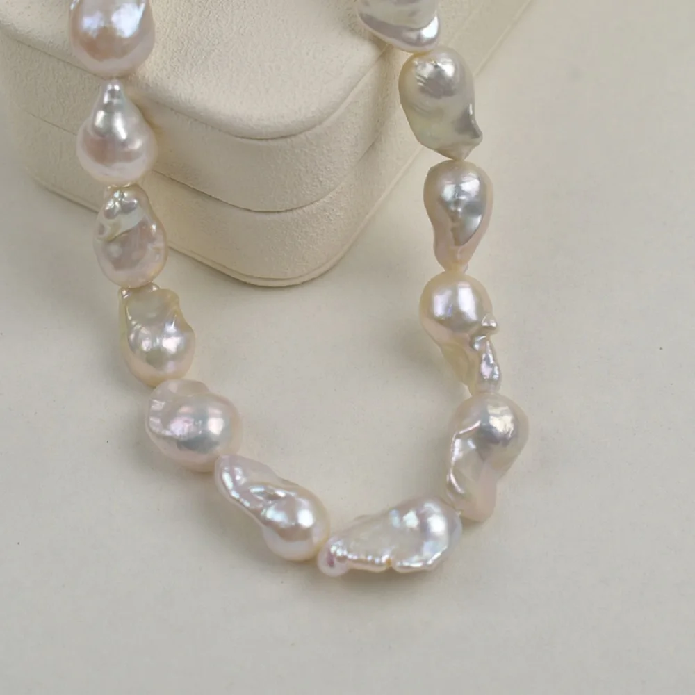 Baroque pearl 11-13mm natural South Sea fish tail pearl necklace 18in-925s, other sizes can contact customer service