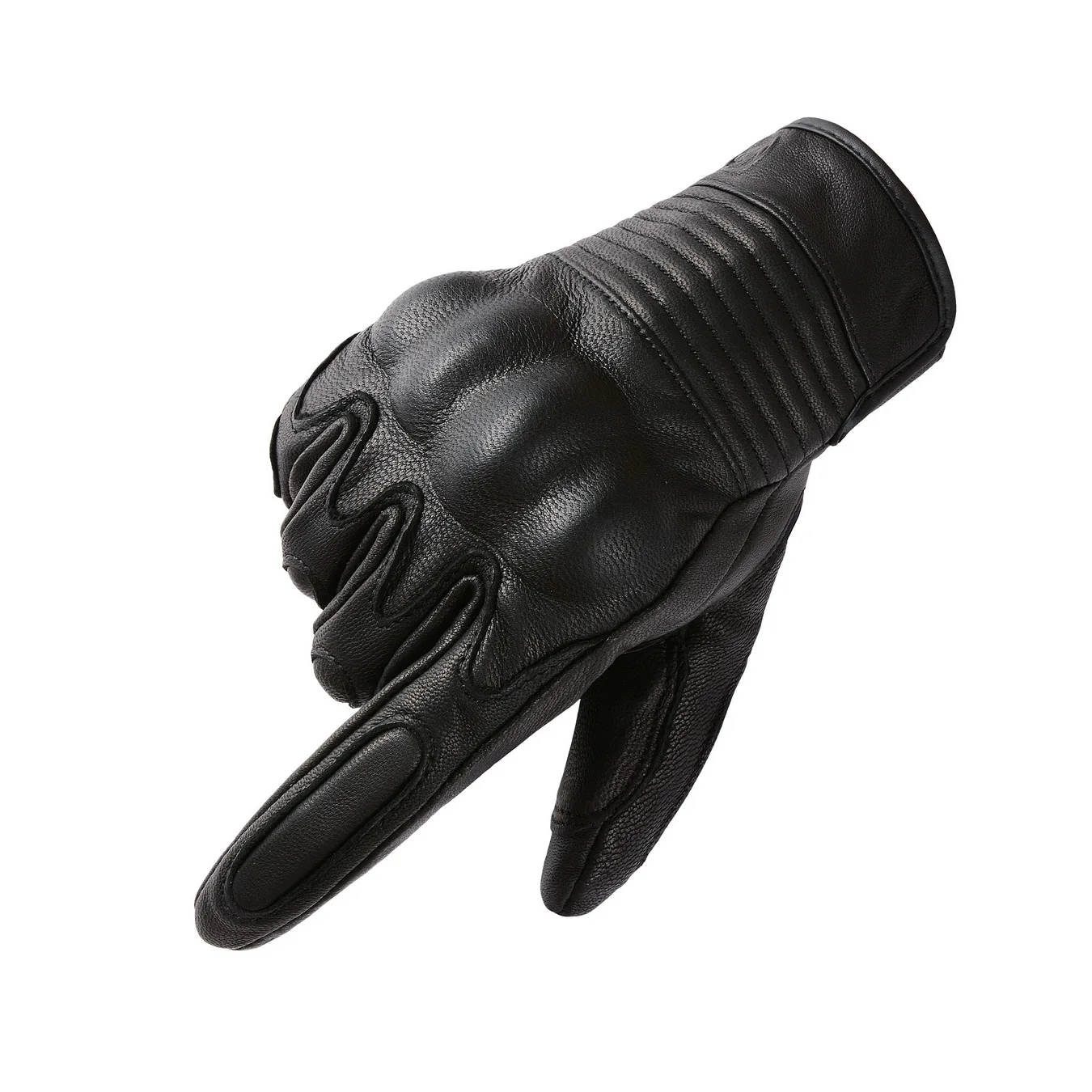 Motorhandschoenen voor heren - Echt lederen rijhandschoenen voor motorrijders Duurzame motorracehandschoenen - Zwart