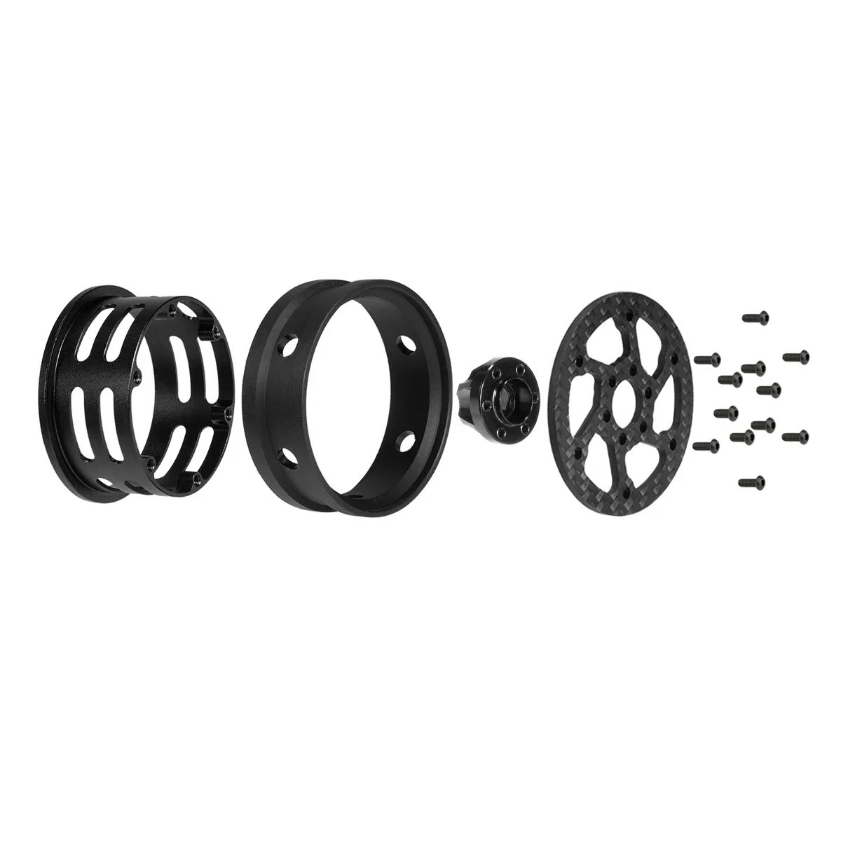 1.9 Carbon Fiber and Aluminum Beadlock Wheels Rim for 1/10 RC Rigs Crawler SCX10 Capra TRX4 TF2 Gmade R1 Element Enduro CC01 DIY