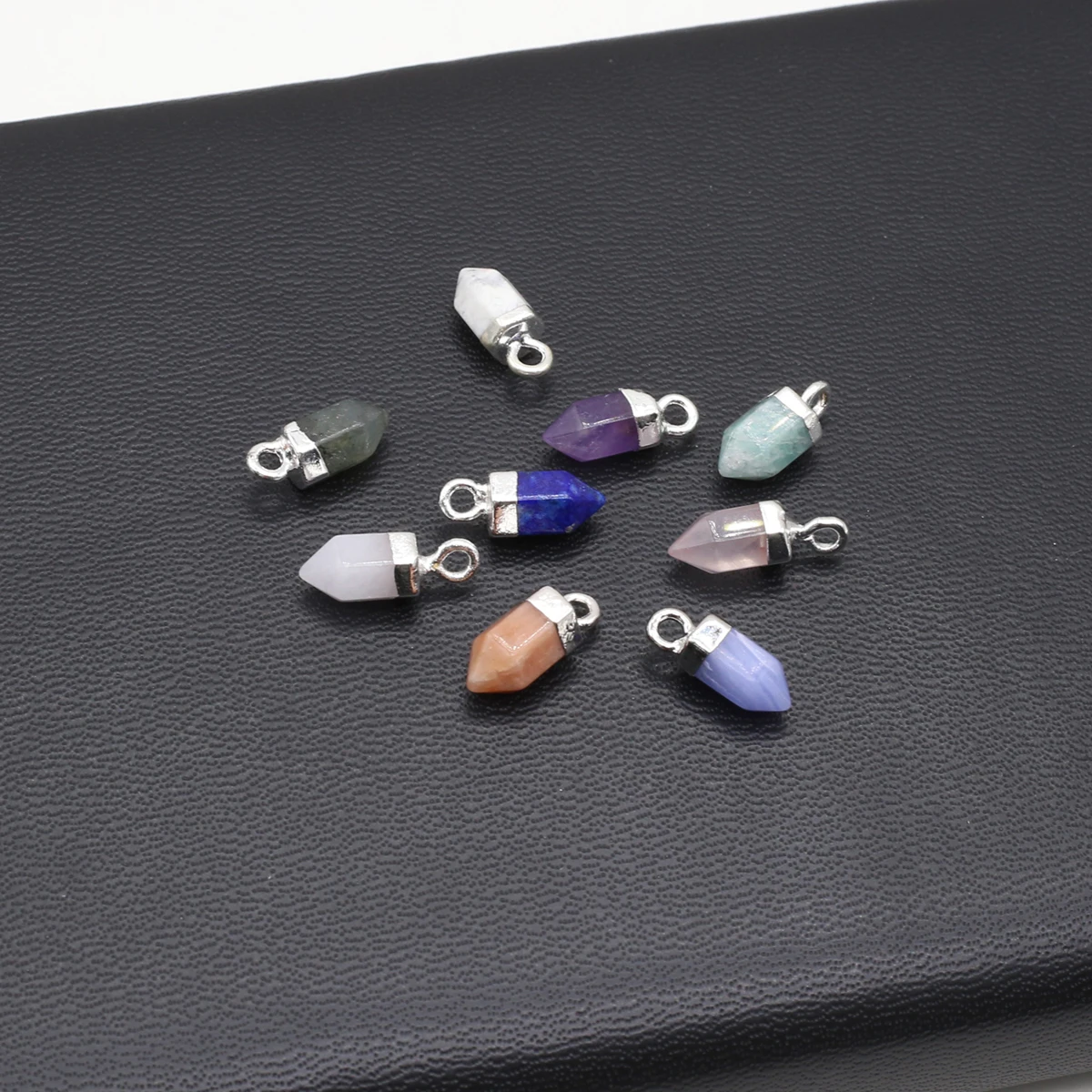 Natural Stone Hexagonal Pyramid Pendant Gemstone Charms for DIY Jewelry Making Bracelet Necklace Accessories