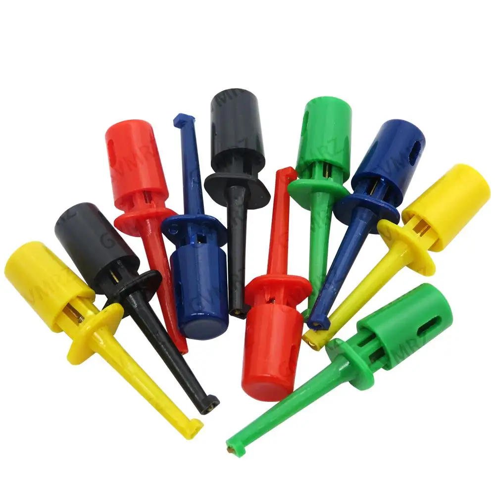 43mm 5Colors Test Hook Clip 2PCS Each Color for Electronic Testing, Multimeter Probe Projects