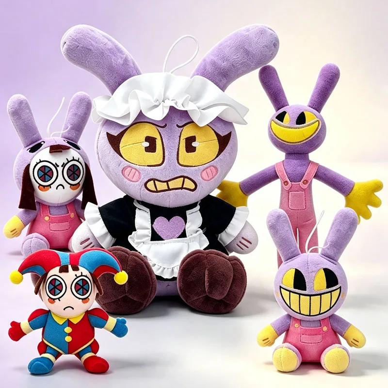HOT Funny Maid Jax Plush Rabbit Doll Holding Gun Soft Stuffed Animal Amazing Digital Doll Circus Cartoon Toy For Kids Gift