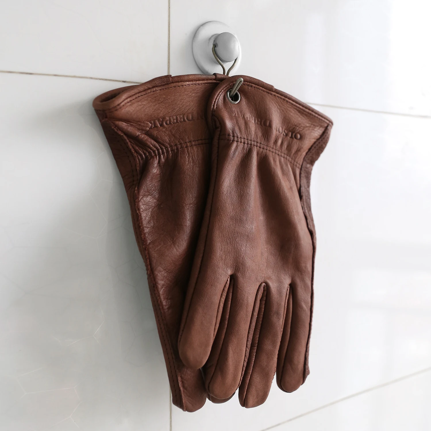 Brown Leather Work Gloves for Cutting/Motorcycle/Farm,Cowhide Work Gloves with faded effect for men