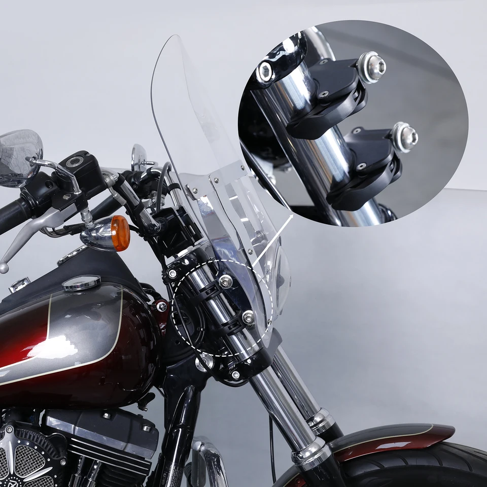 Chrome Windshield Clamps For Harley - 41mm Quick Release Fit Softail, Dyna & Sportster Models