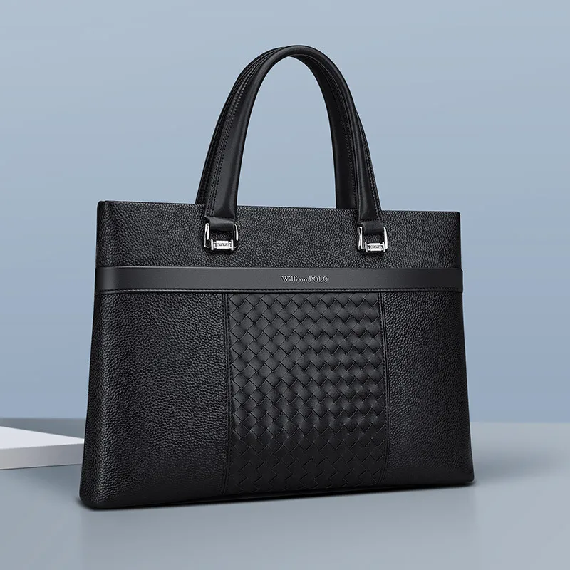 Men's Genuine Leather Bag Briefcase Genuine Leather Business Single Shoulder Men's Crossbody Large Capacity Casual Bag Handbag