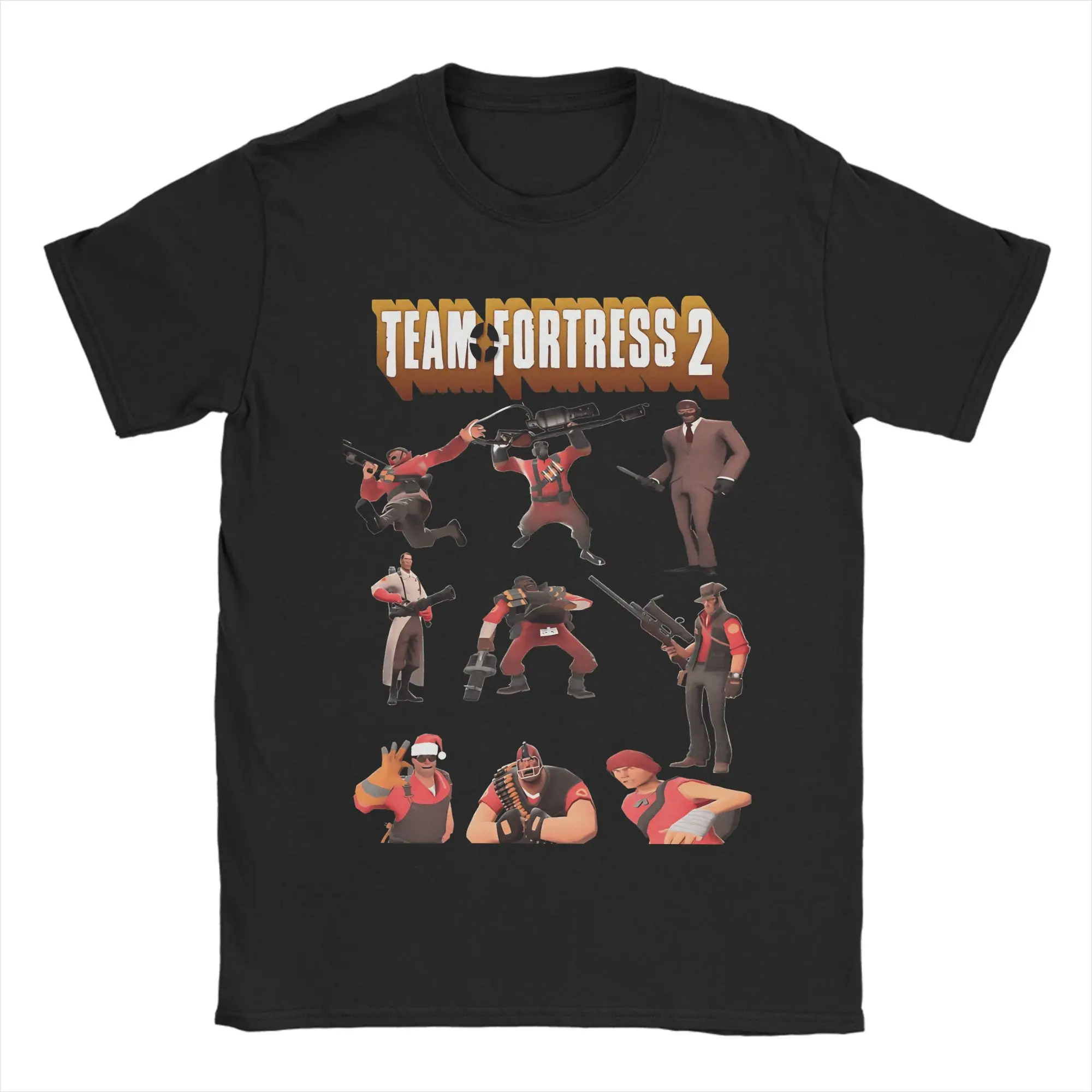 

Футболка из 100% хлопка с персонажами Teams Fortress для мужчин, летние базовые футболки Y2K с круглым вырезом, футболки в стиле Харадзюку, повседневная одежда большого размера