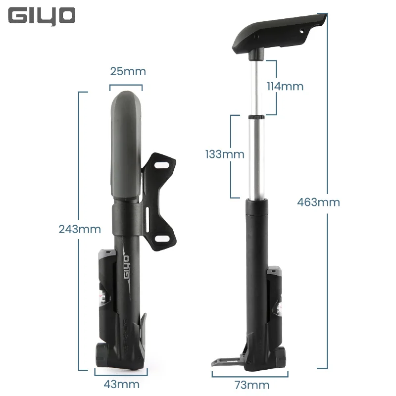 GIYO Portable 120Psi Bike Pump Aluminum Alloy Bicycle Hand Air Pump Tire Inflator Schrader Presta Valve MTB Road Cycling Pump