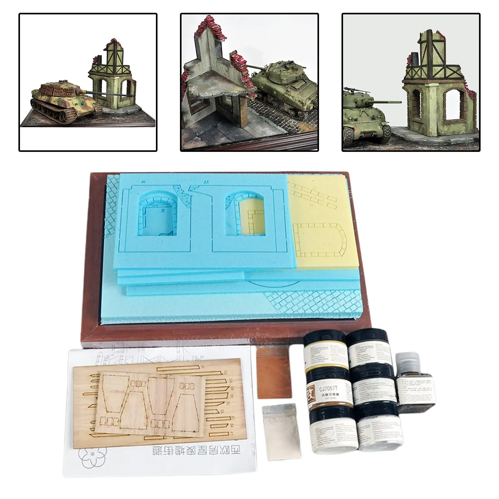 Demontage bouwmodelsets Ruïnes House 1:35 miniatuur 3D-puzzels lay-out