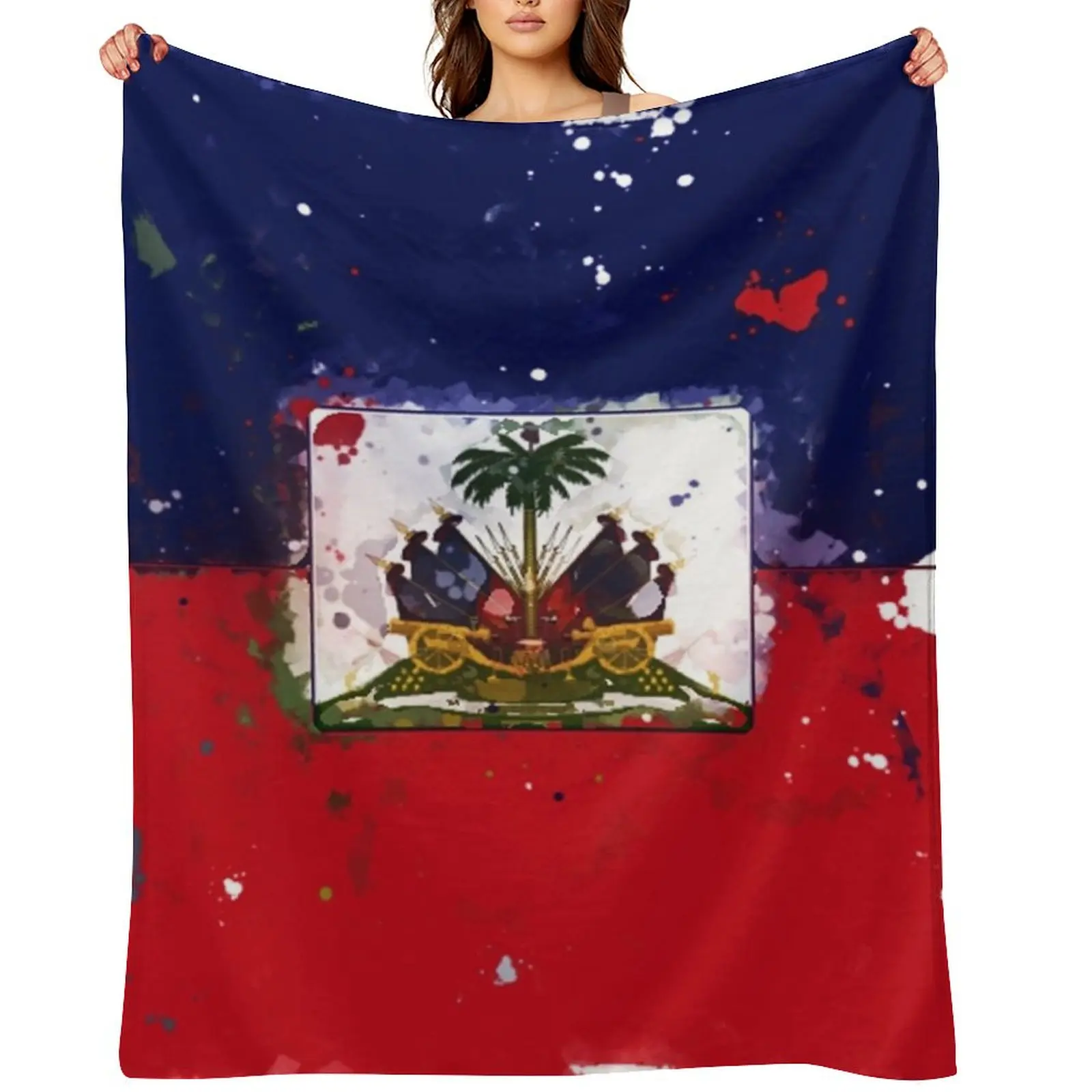 

Haiti Grunge Flag Throw Blanket warm winter Quilt Comforter warm for winter Blankets