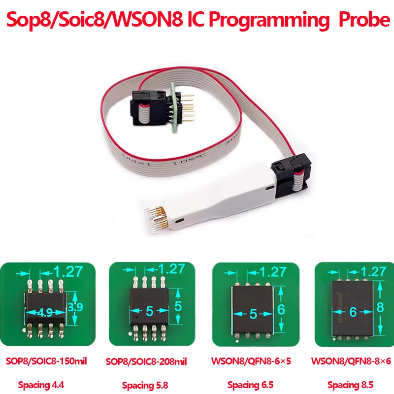 1Pcs 2026 New SOP8 WSON8 Test Probe Pogo Pin Chip Burn Read Write Probe For SPI Flash BIOS Programmer TL866 CH341A RT809F