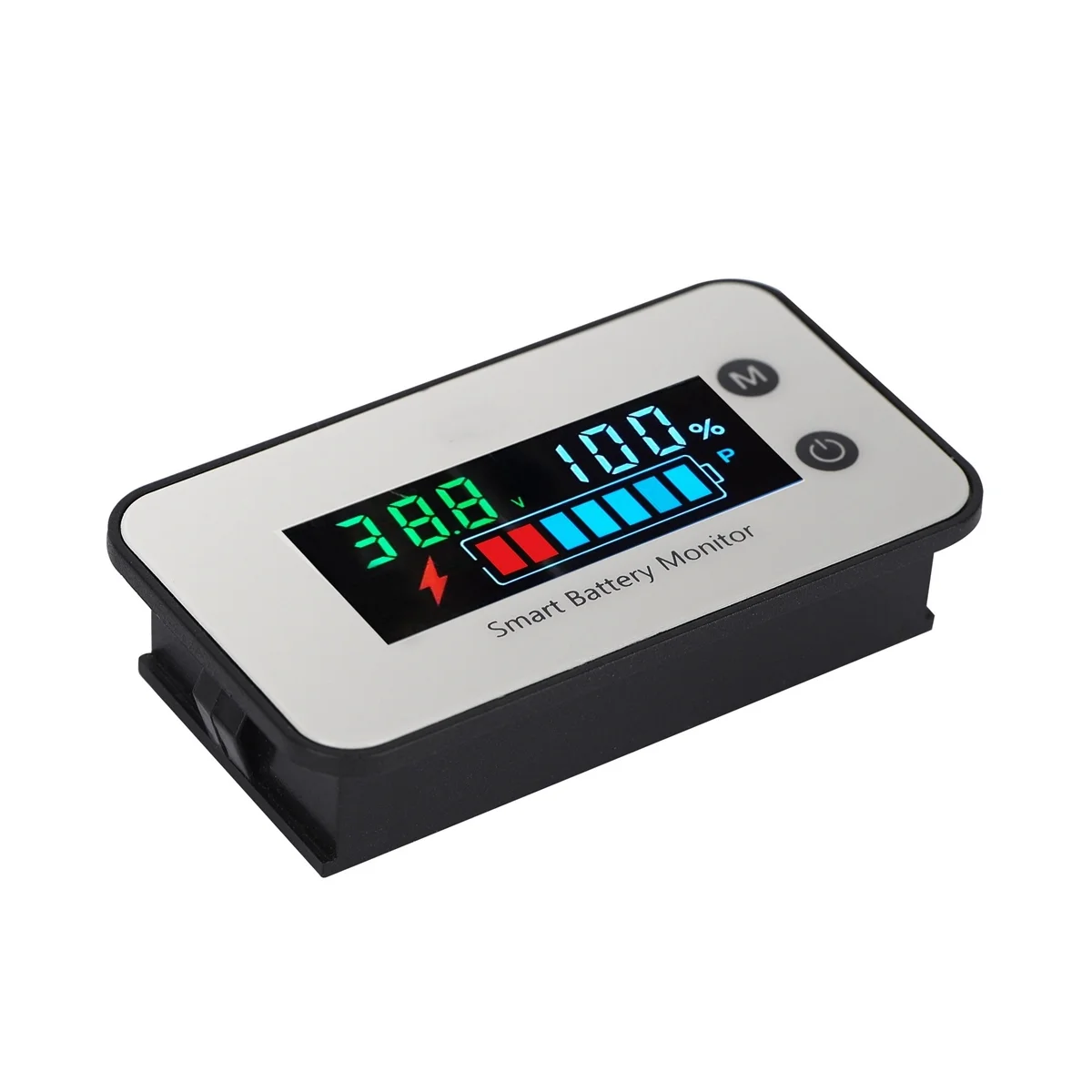 

IPX7 Waterproof Battery Monitor 7-100V Battery Capacity Tester Meter with Buzzer Alarm Temperature, Multicolored Screen