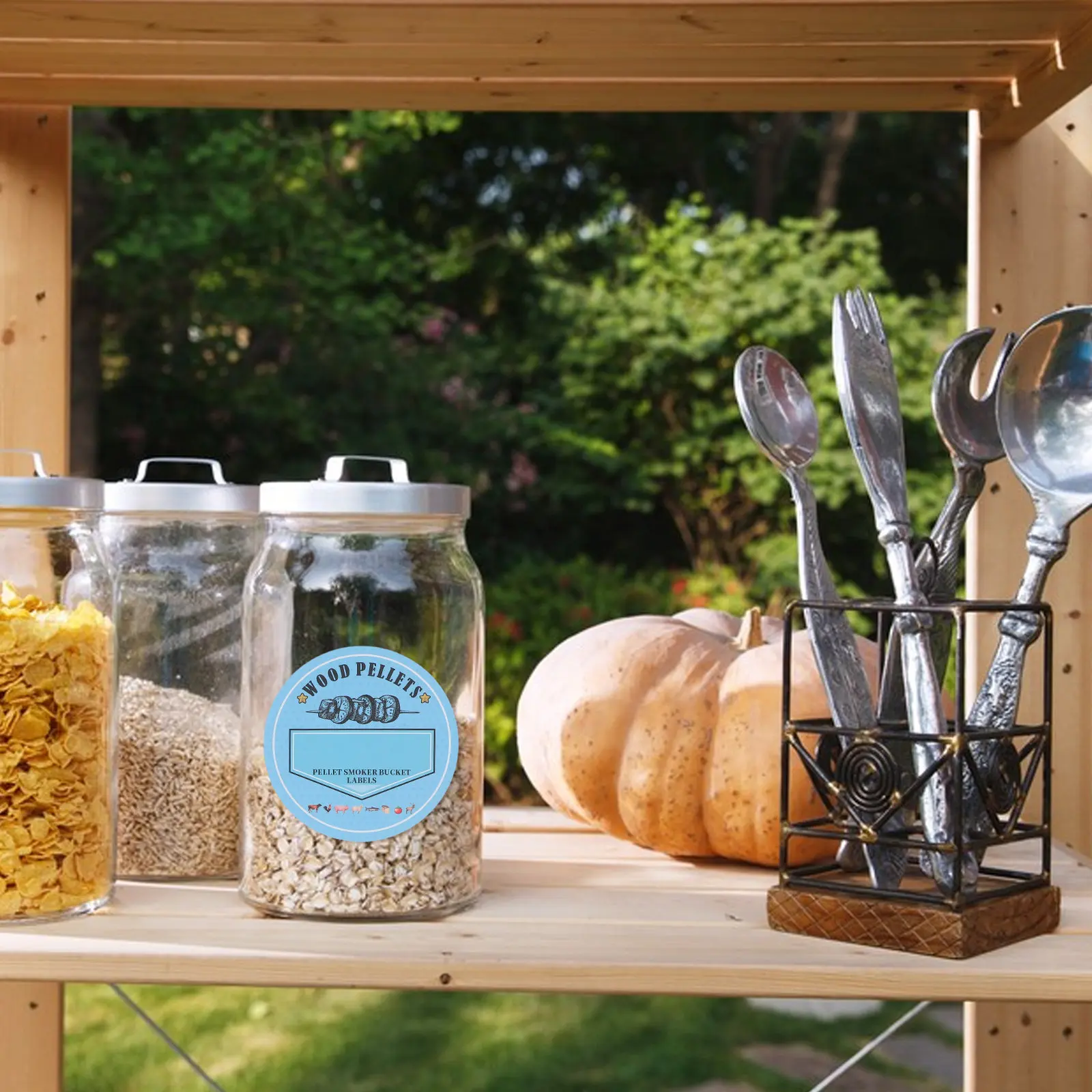 12Sheets Smoker Pellets Flavor Labels PVC Container Stickers for Wood Pellet Storage Bins Canisters Jars Grill Bbq Organization