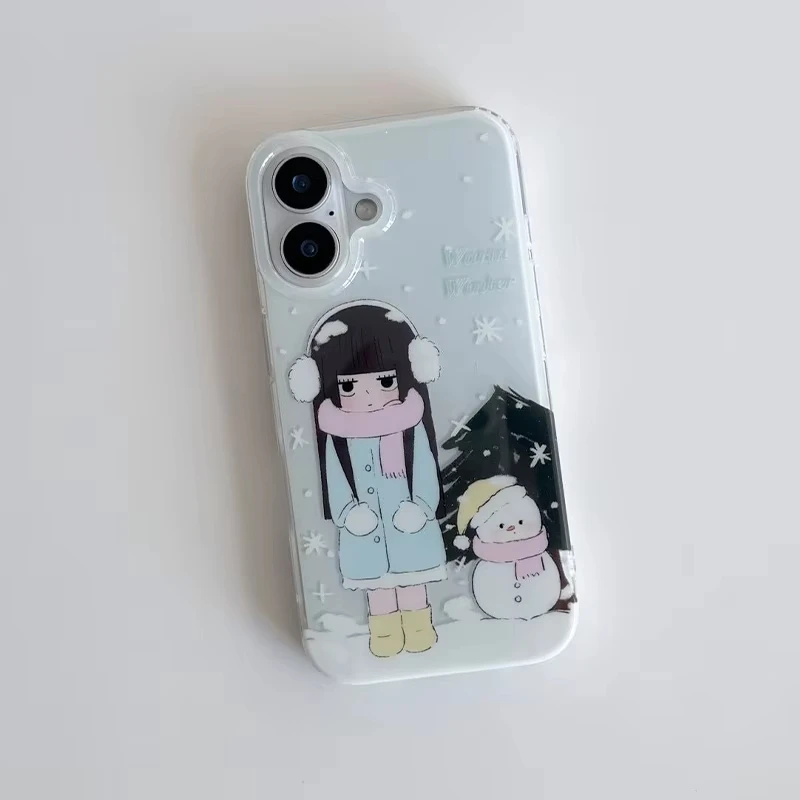 INS Japan Cute Manga Girl Snowy Sky Phone Case For IPhone 18 17 Air 16 15 14Plus 13 12 11Pro MAX Trendy Advanced Versatile Case