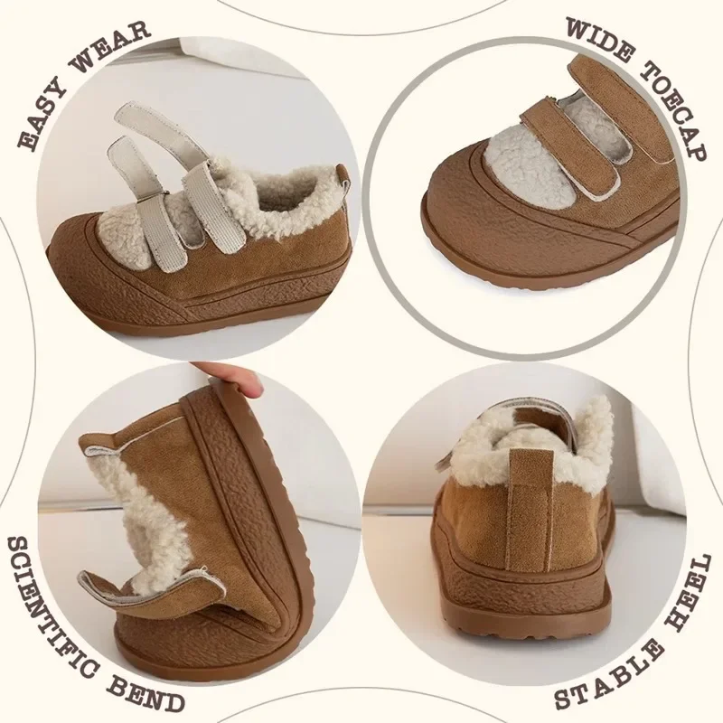 Winter Plush Baby Casual Shoes Lamb Plush Cotton Shoes Thickened Warm Girls Plush Shoes Outside Boys Shoes Toddler Boy Shoes